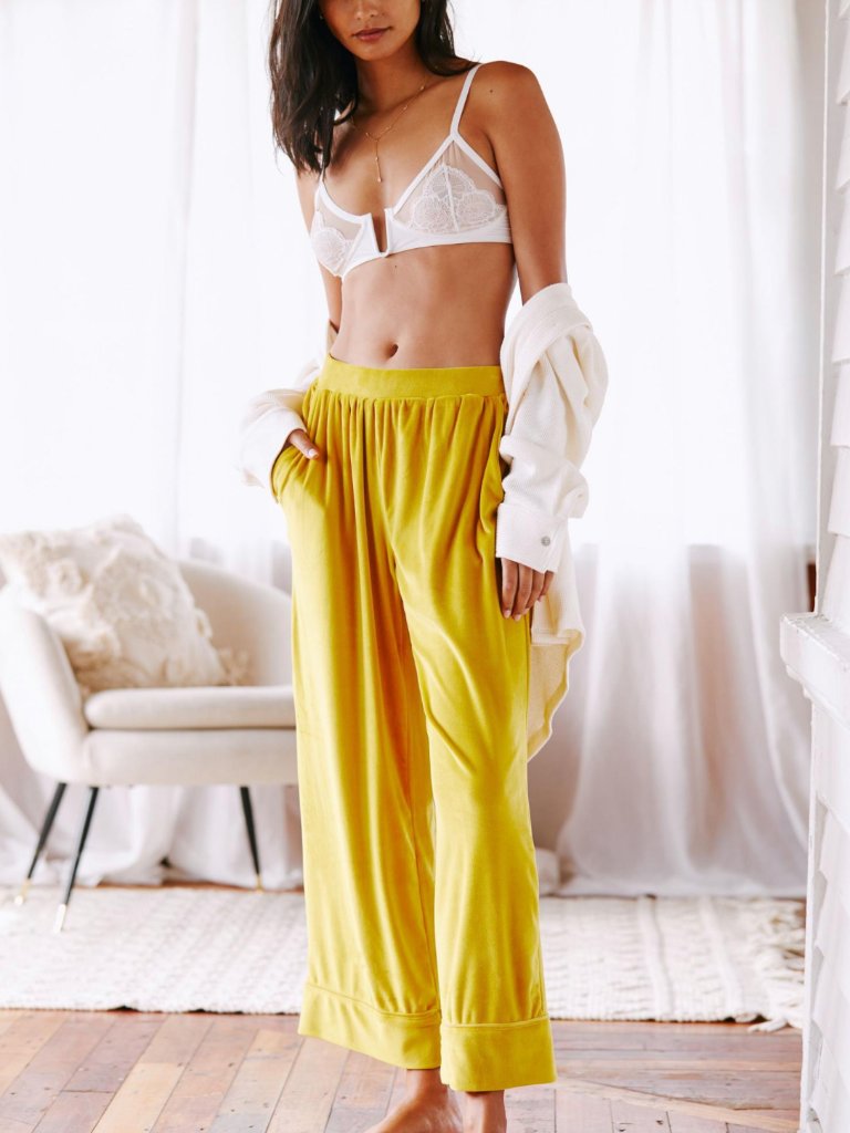 Nwt Anthropologie Gold Velvety Elastic Waist Trousers In Women's X-Large